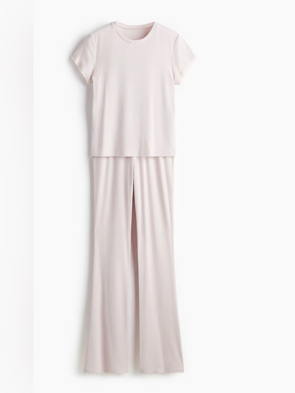 NWT H&M Ribbed Modal Pajama Set Pink Powder , size Small